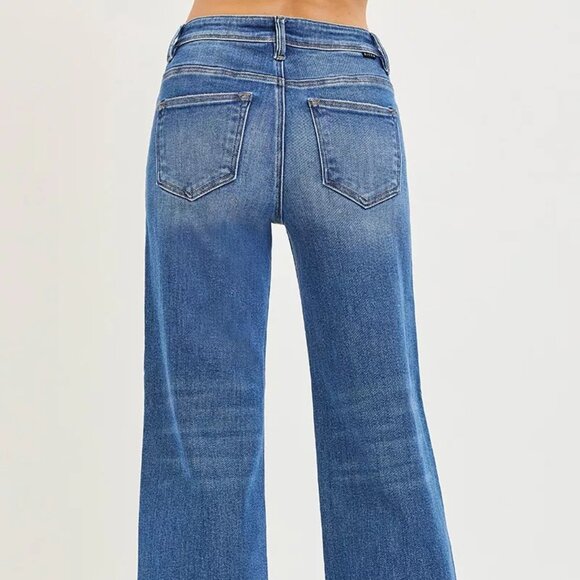 RISEN Full Size High Rise Relaxed Fit Ankle Straight Cuff Jeans Plus Size - Picture 6 of 6